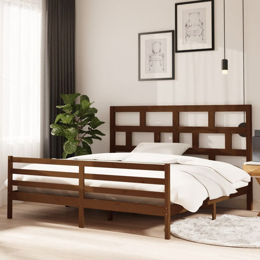 Sängynrunko hunajanruskea täysi mänty 200x200 cm - Sisustajankoti.fi