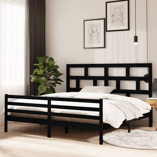 Sängynrunko musta täysi mänty 200 x 200 cm - Sisustajankoti.fi
