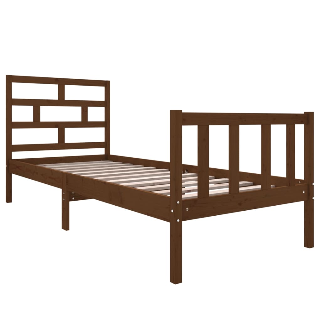 Sängynrunko hunajanruskea täysi puu 75x190 cm 2FT6 Small Single - Sisustajankoti.fi