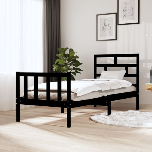 Sängynrunko musta täysi mänty 75x190 cm 2FT6 Small Single - Sisustajankoti.fi