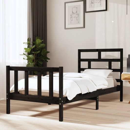 Sängynrunko musta täysi mänty 90x190 cm 3FT Single - Sisustajankoti.fi