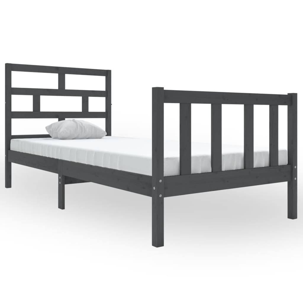 Sängynrunko harmaa täysi mänty 90x200 cm - Sisustajankoti.fi