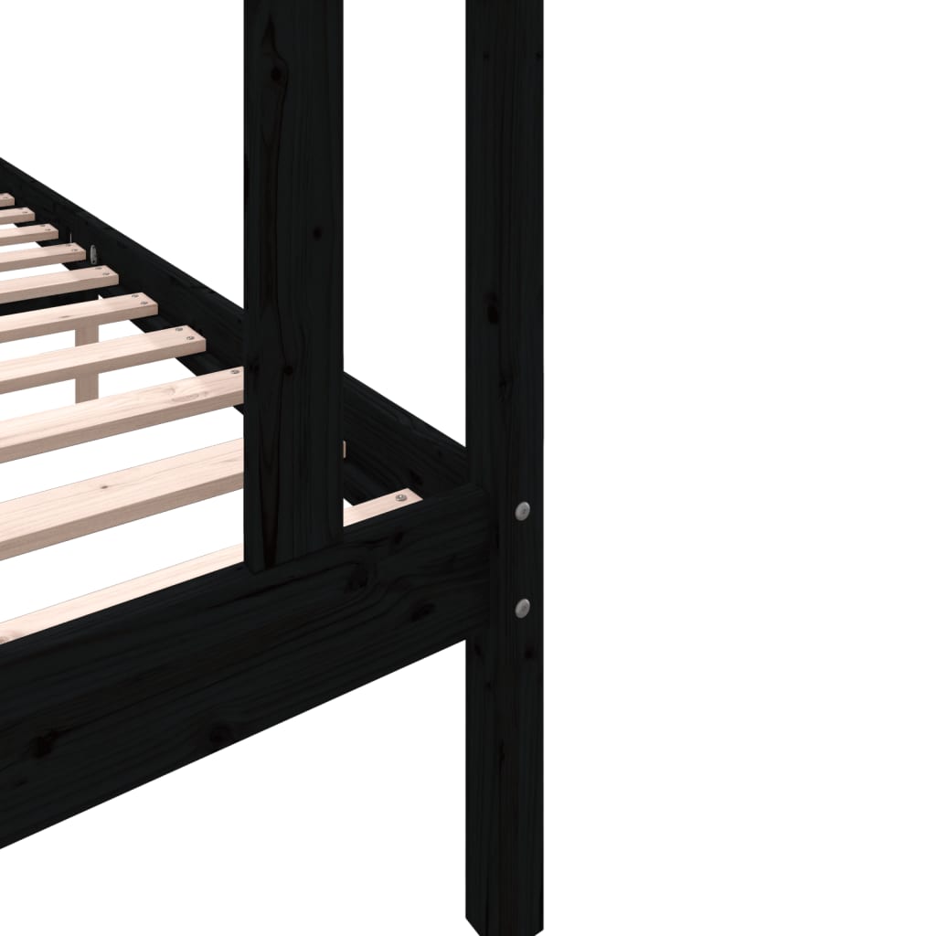 Sängynrunko musta täysi mänty 90x200 cm - Sisustajankoti.fi