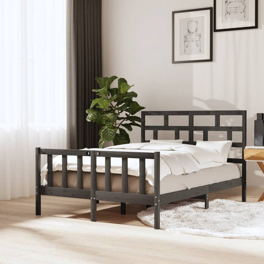 Sängynrunko harmaa täysi mänty 120x200 cm - Sisustajankoti.fi