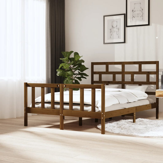 Sängynrunko hunajanruskea täysi mänty 150x200 cm 5FT King Size - Sisustajankoti.fi