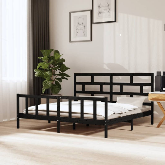 Sängynrunko musta täysi mänty 180x200 cm 6FT Super King - Sisustajankoti.fi