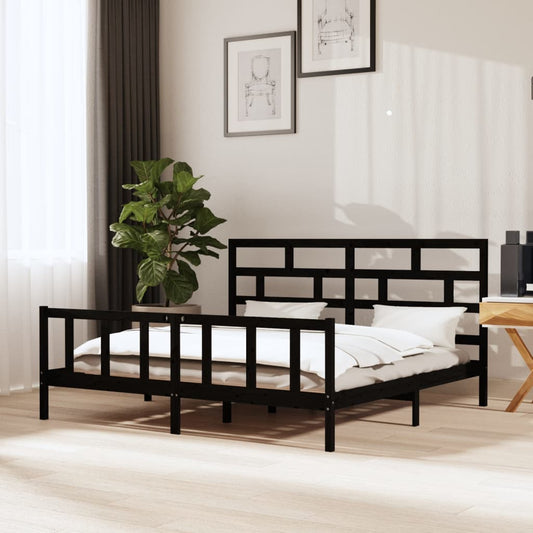 Sängynrunko musta täysi mänty 200 x 200 cm - Sisustajankoti.fi