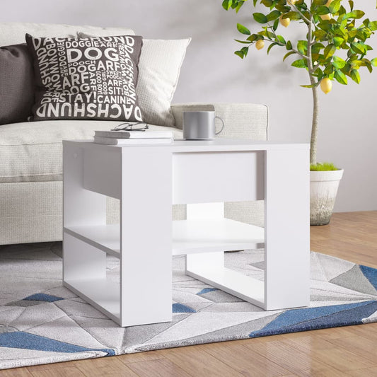 Sohvapöytä valkoinen 55,5x55x45 cm tekninen puu - Sisustajankoti.fi