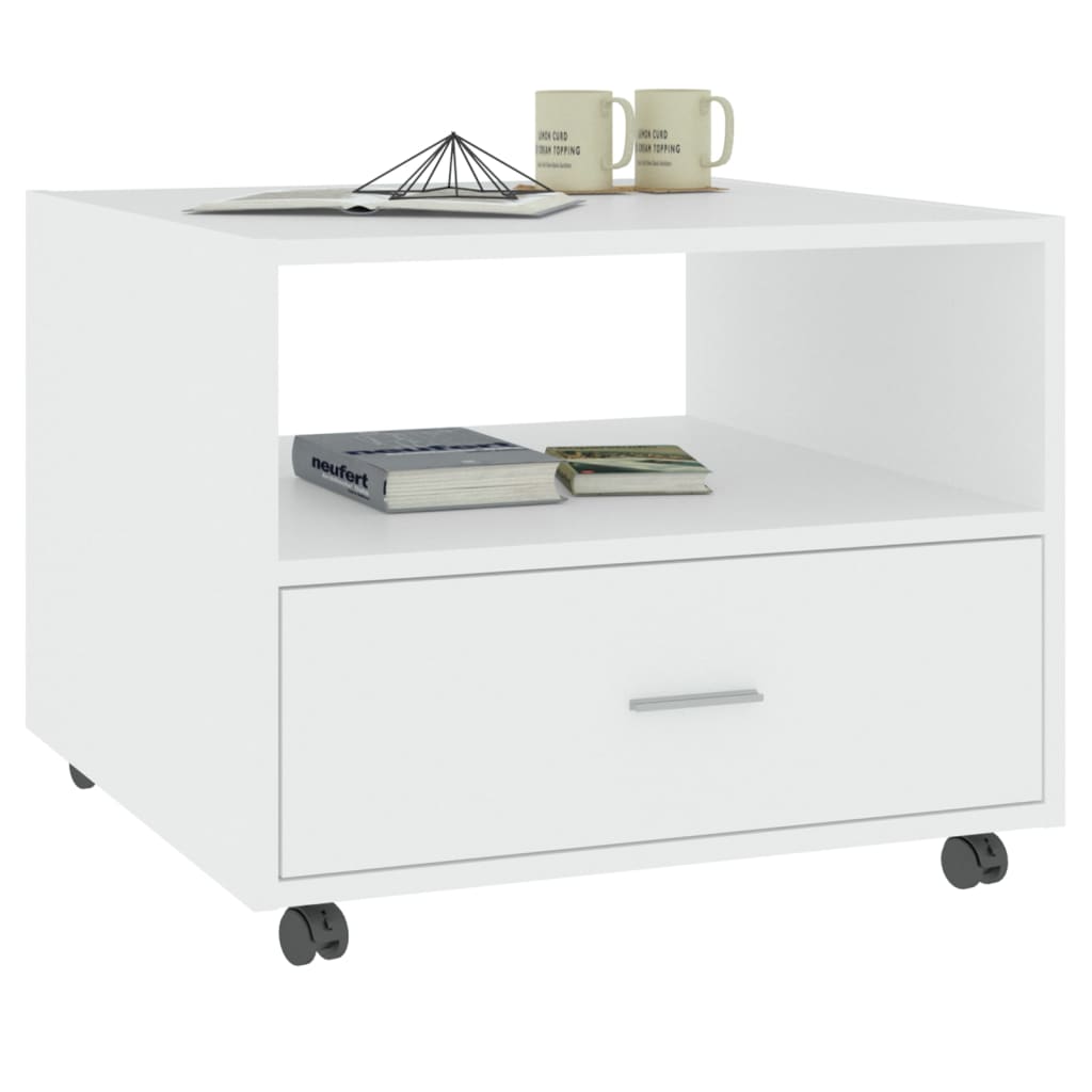 Sohvapöytä valkoinen 55x55x40 cm tekninen puu - Sisustajankoti.fi