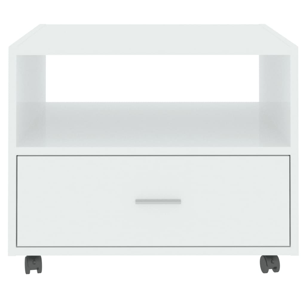 Sohvapöytä korkeakiilto valkoinen 55x55x40 cm tekninen puu - Sisustajankoti.fi