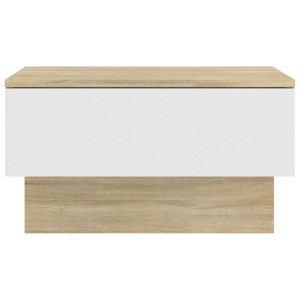 Seinäkiinnitettävät yöpöydät 2 kpl valkoinen ja Sonoma-tammi - Sisustajankoti.fi