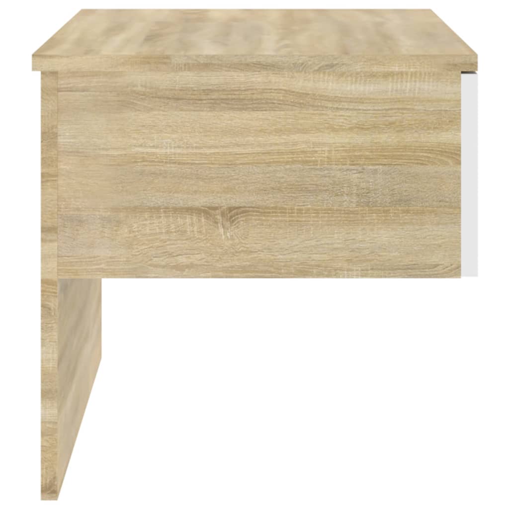 Seinäkiinnitettävät yöpöydät 2 kpl valkoinen ja Sonoma-tammi - Sisustajankoti.fi