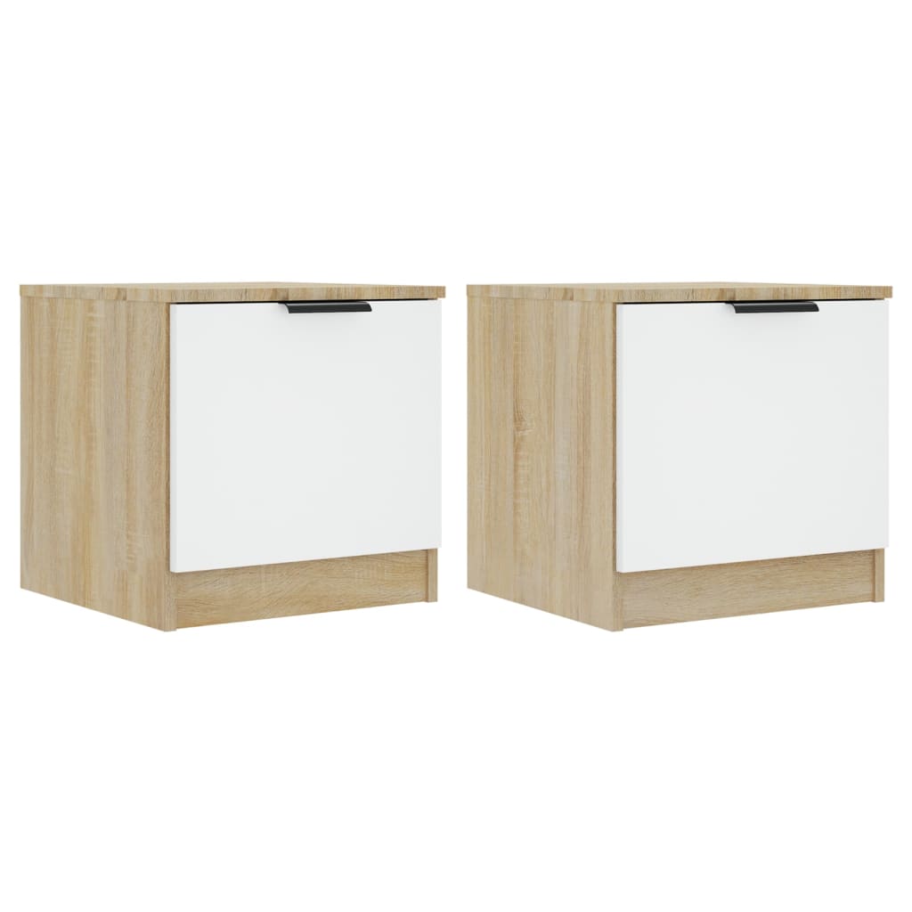 Yöpöydät 2 kpl valkoinen ja Sonoma-tammi 40x39x40 cm - Sisustajankoti.fi