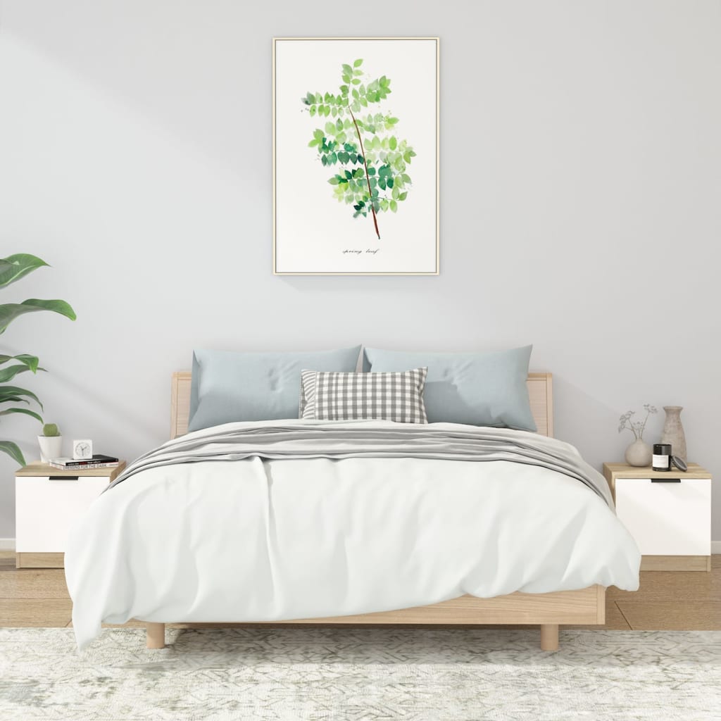 Yöpöydät 2 kpl valkoinen ja Sonoma-tammi 40x39x40 cm - Sisustajankoti.fi