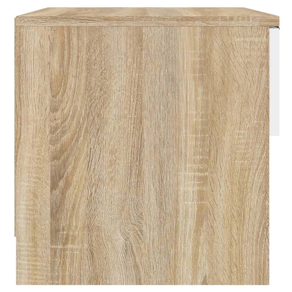 Yöpöydät 2 kpl valkoinen ja Sonoma-tammi tekninen puu - Sisustajankoti.fi