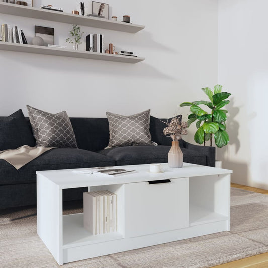 Sohvapöytä valkoinen 102x50x36 cm tekninen puu - Sisustajankoti.fi