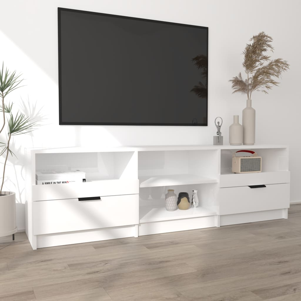 TV-taso korkeakiilto valkoinen 150x33,5x45 cm tekninen puu - Sisustajankoti.fi