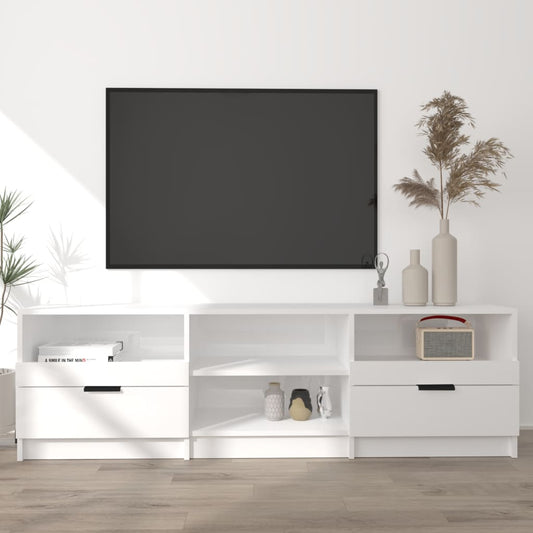 TV-taso korkeakiilto valkoinen 150x33,5x45 cm tekninen puu - Sisustajankoti.fi