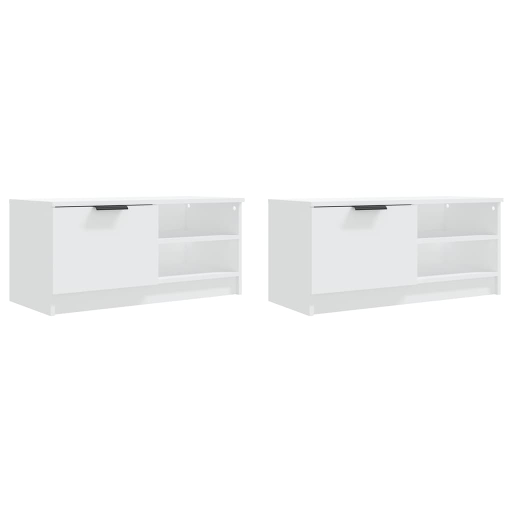 TV-tasot 2 kpl valkoinen 80x35x36,5 cm tekninen puu - Sisustajankoti.fi
