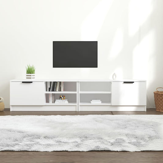 TV-tasot 2 kpl valkoinen 80x35x36,5 cm tekninen puu - Sisustajankoti.fi
