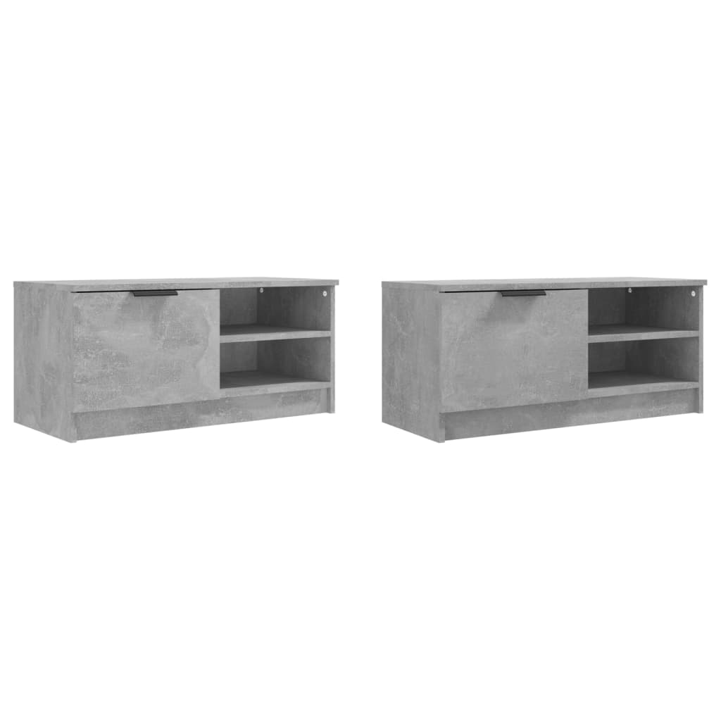 TV-tasot 2 kpl betoninharmaa 80x35x36,5 cm tekninen puu - Sisustajankoti.fi