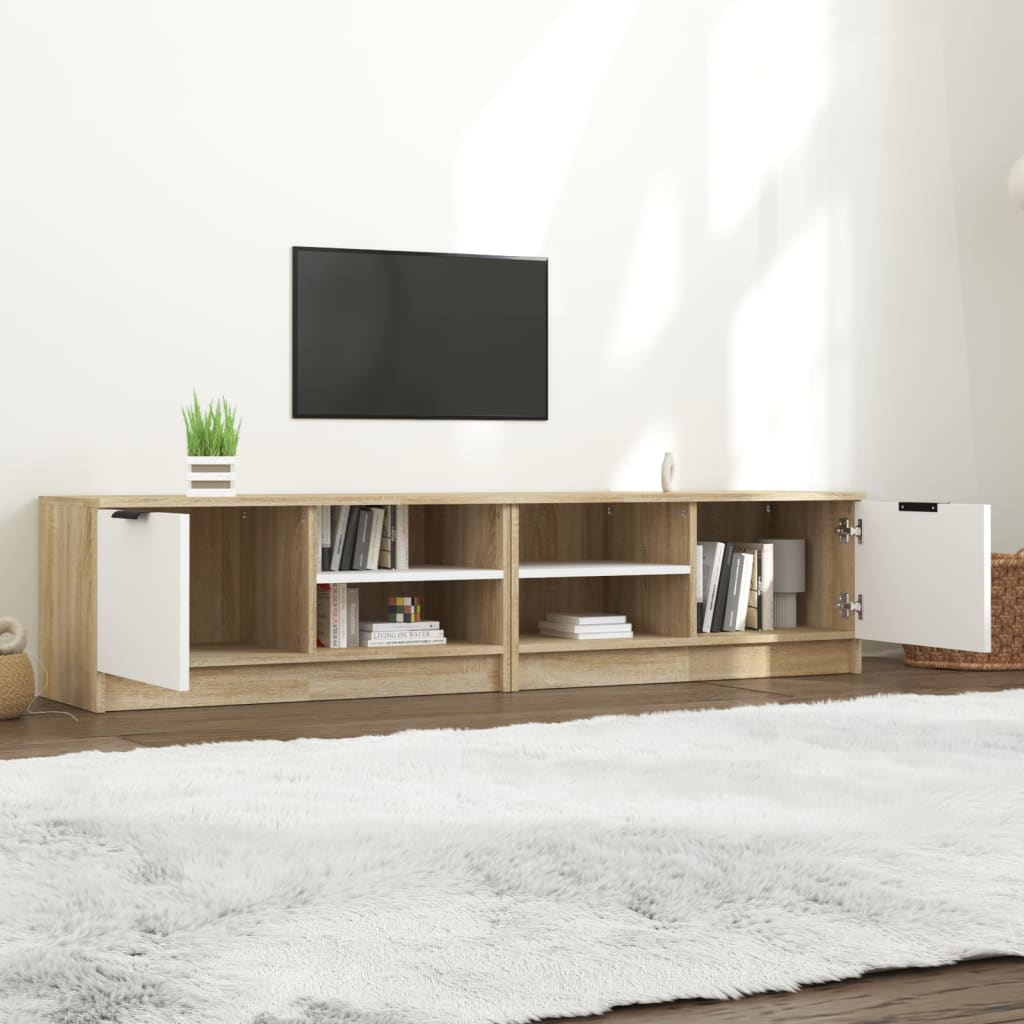 TV-tasot 2 kpl valk. ja Sonoma-tammi 80x35x36,5 cm tekninen puu - Sisustajankoti.fi