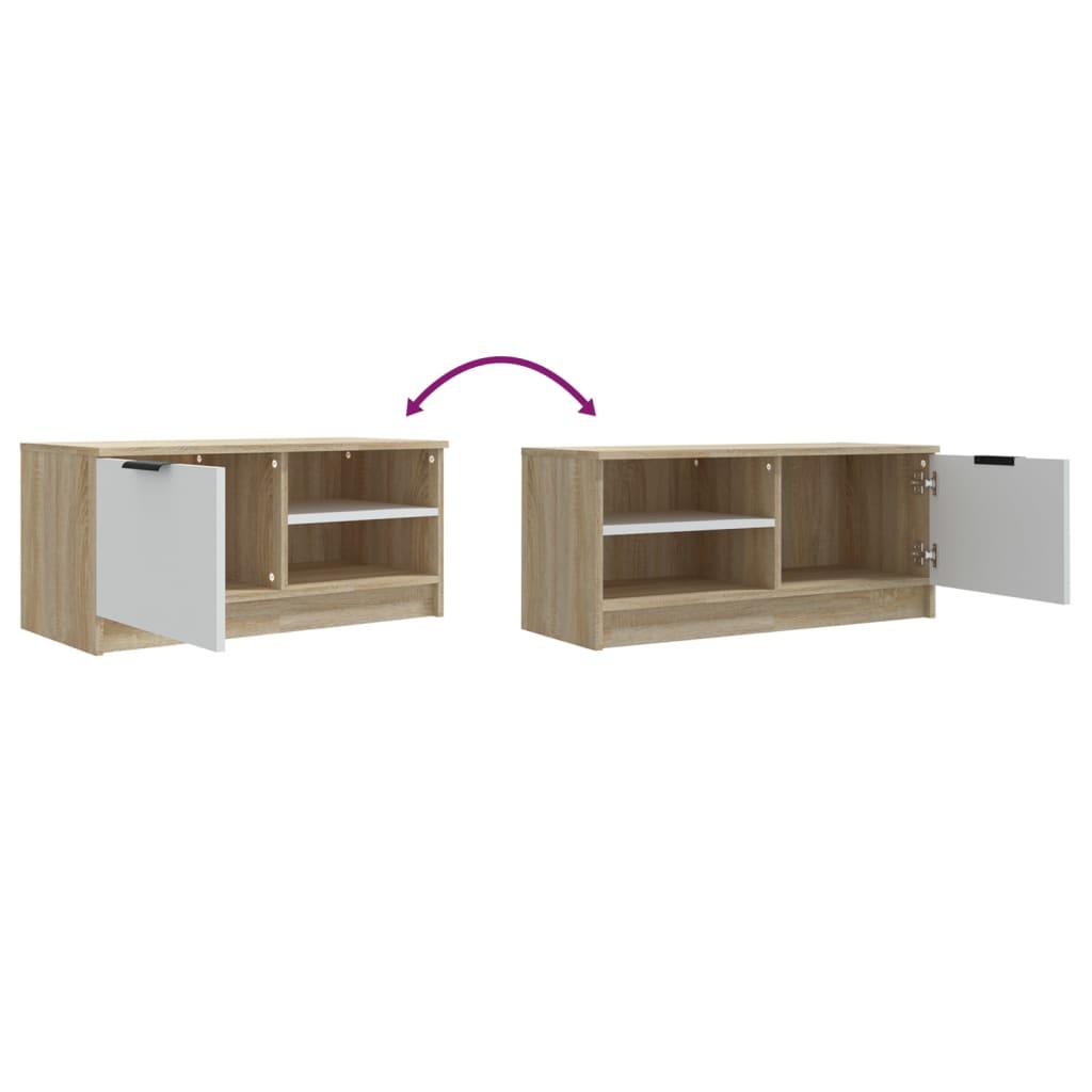 TV-tasot 2 kpl valk. ja Sonoma-tammi 80x35x36,5 cm tekninen puu - Sisustajankoti.fi