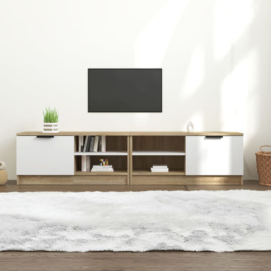 TV-tasot 2 kpl valk. ja Sonoma-tammi 80x35x36,5 cm tekninen puu - Sisustajankoti.fi