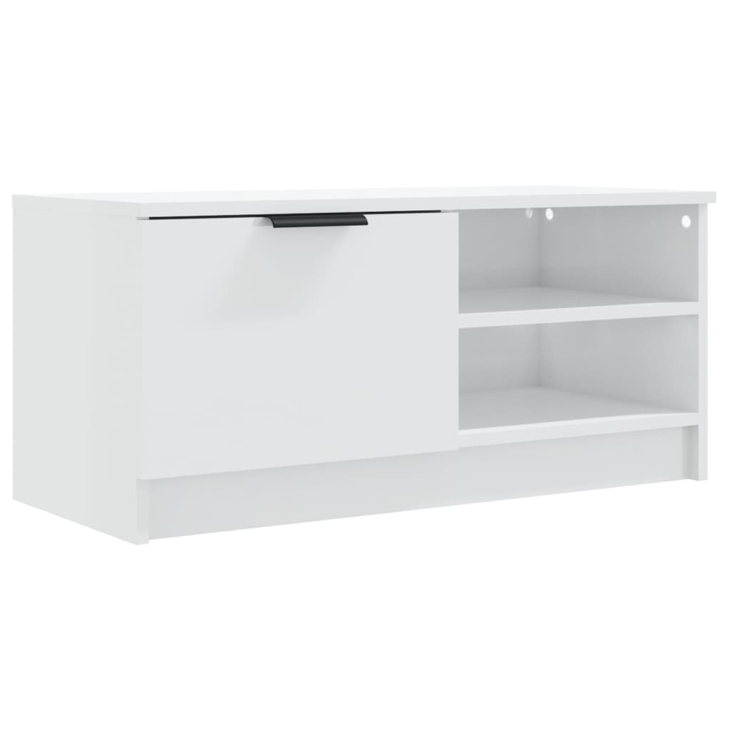 TV-taso korkeakiilto valkoinen 80x35x36,5 cm tekninen puu - Sisustajankoti.fi