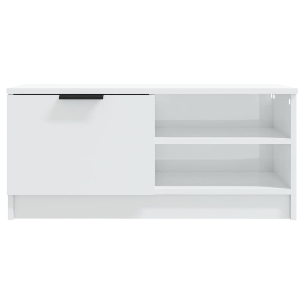TV-taso korkeakiilto valkoinen 80x35x36,5 cm tekninen puu - Sisustajankoti.fi