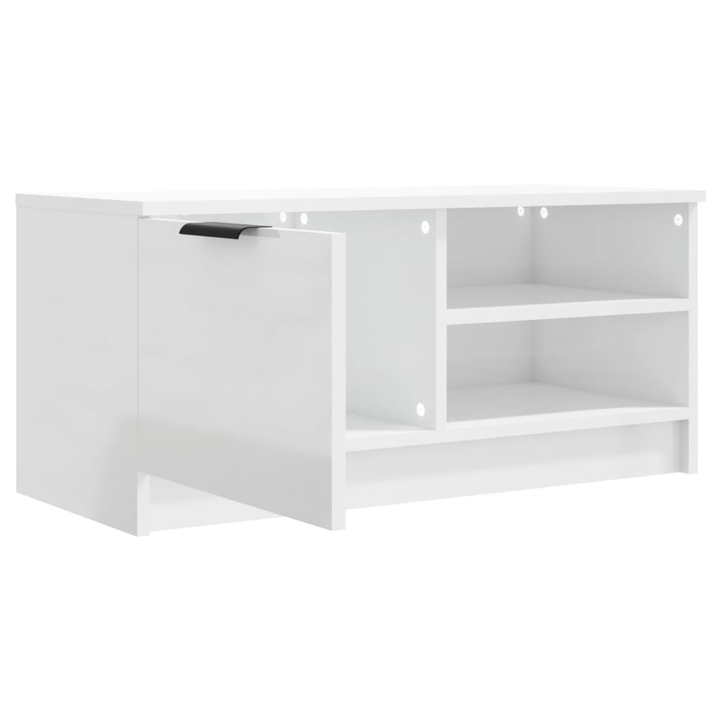 TV-taso korkeakiilto valkoinen 80x35x36,5 cm tekninen puu - Sisustajankoti.fi