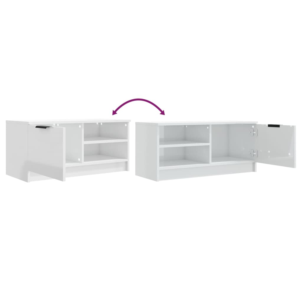 TV-taso korkeakiilto valkoinen 80x35x36,5 cm tekninen puu - Sisustajankoti.fi