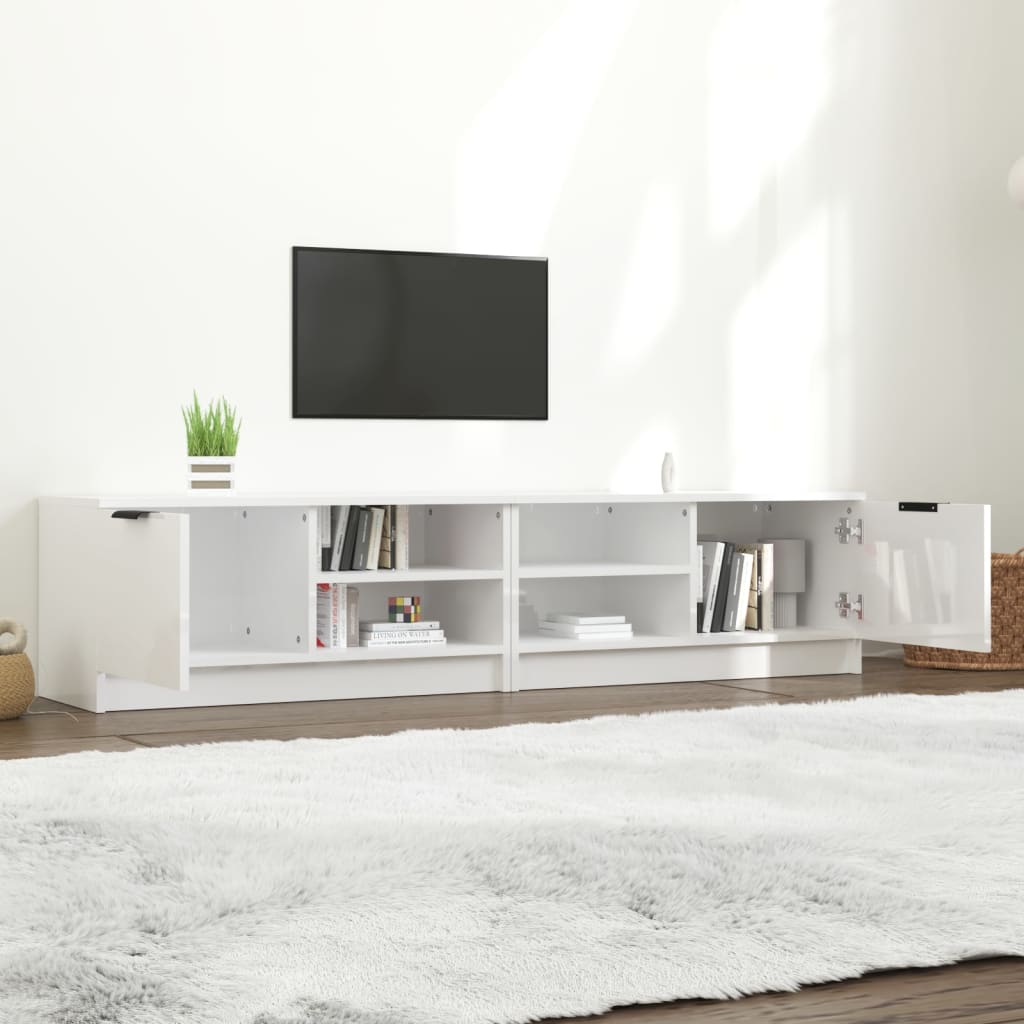 TV-tasot 2 kpl korkeakiilto valk. 80x35x36,5 cm tekninen puu - Sisustajankoti.fi