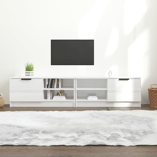 TV-tasot 2 kpl korkeakiilto valk. 80x35x36,5 cm tekninen puu - Sisustajankoti.fi