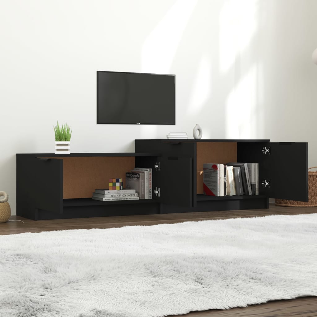 TV-taso musta 158,5x36x45 cm tekninen puu - Sisustajankoti.fi
