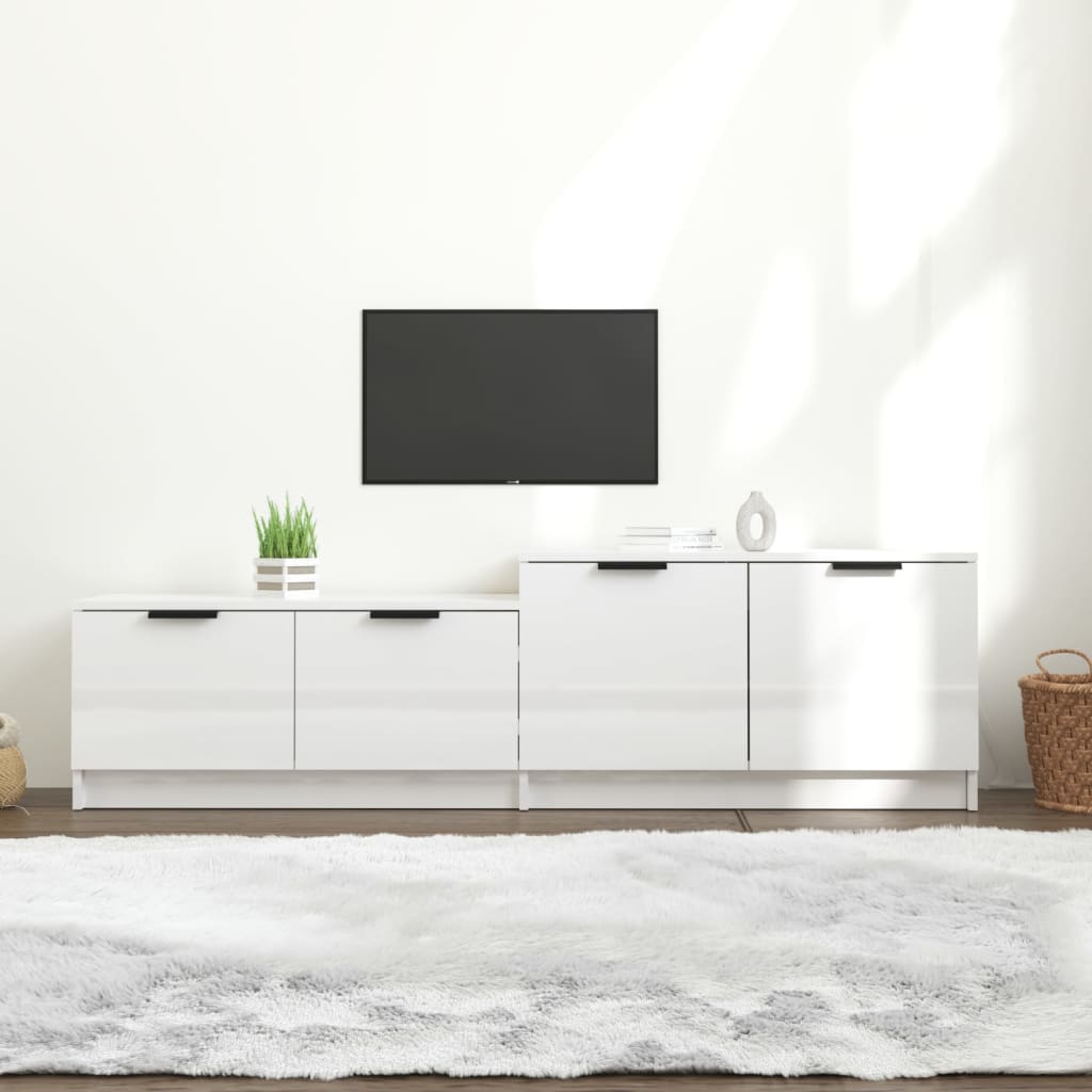 TV-taso korkeakiilto valkoinen 158,5x36x45 cm tekninen puu - Sisustajankoti.fi
