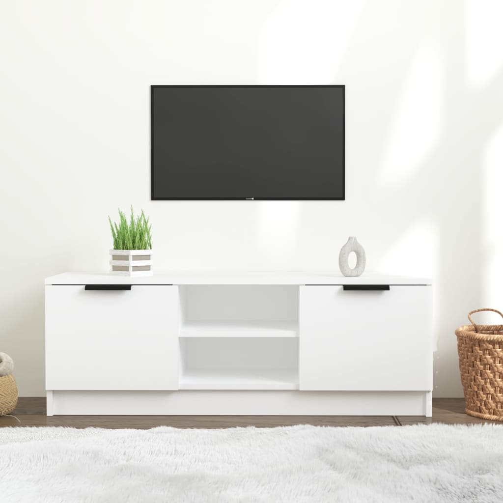 TV-taso valkoinen 102x35x36,5 cm tekninen puu - Sisustajankoti.fi