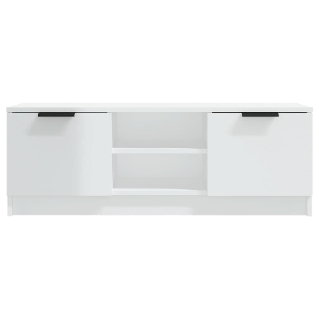 TV-taso korkeakiilto valkoinen 102x35x36,5 cm tekninen puu - Sisustajankoti.fi