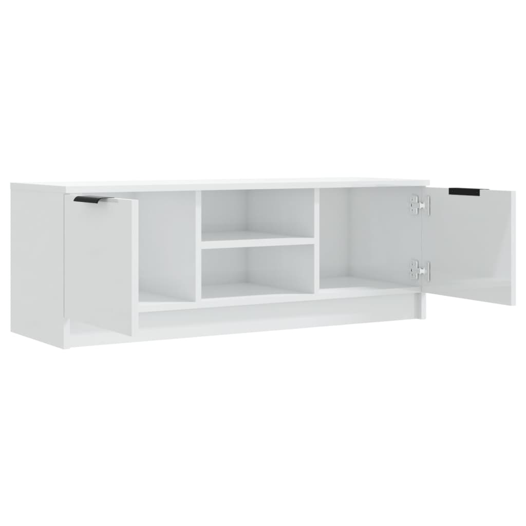 TV-taso korkeakiilto valkoinen 102x35x36,5 cm tekninen puu - Sisustajankoti.fi