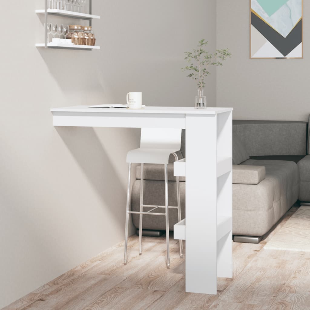 Seinäkiinnitettävä baaripöytä valk. 102x45x103,5cm tekninen puu - Sisustajankoti.fi