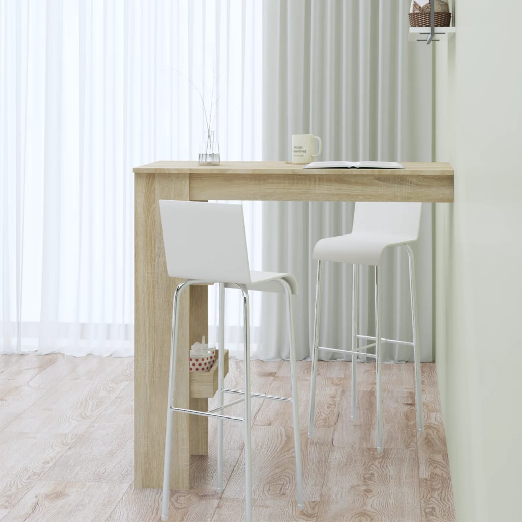 Seinäkiinnitettävä baaripöytä tammi 102x45x103,5cm tekninen puu - Sisustajankoti.fi