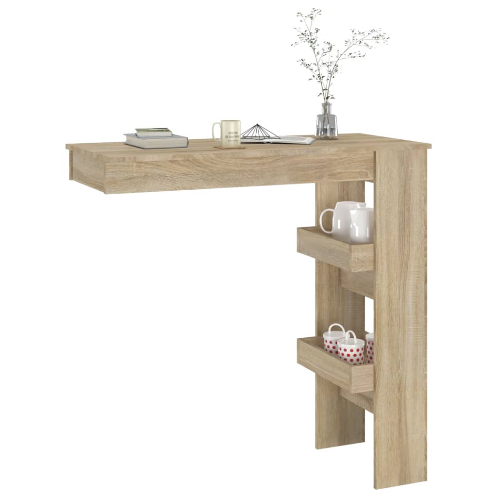 Seinäkiinnitettävä baaripöytä tammi 102x45x103,5cm tekninen puu - Sisustajankoti.fi