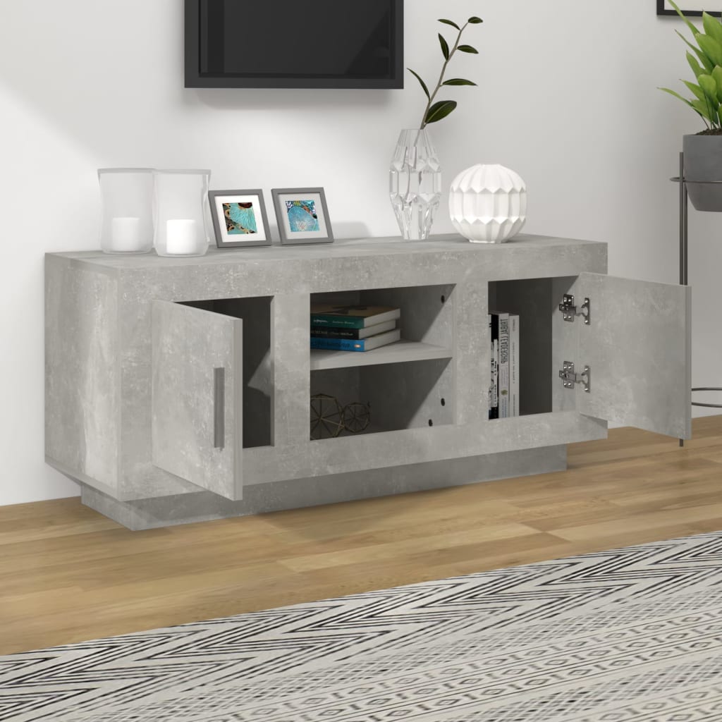 TV-taso betoninharmaa 102x35x45 cm tekninen puu - Sisustajankoti.fi