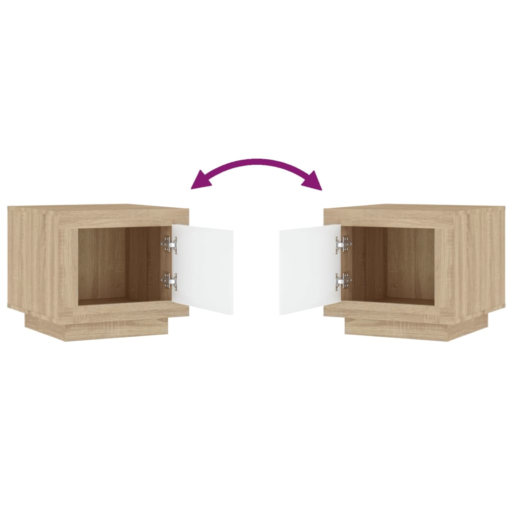 Sohvapöytä valkoinen ja Sonoma-tammi 51x50x45 cm tekninen puu - Sisustajankoti.fi