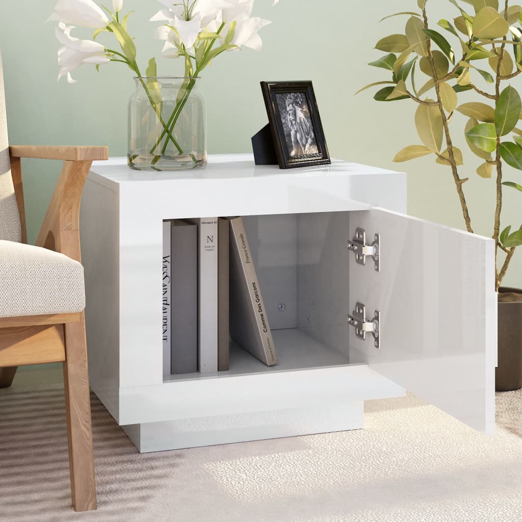 Sohvapöytä korkeakiilto valkoinen 51x50x45 cm tekninen puu - Sisustajankoti.fi