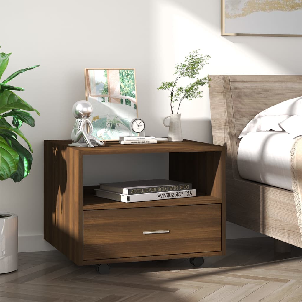 Sohvapöytä ruskea tammi 55x55x40 cm tekninen puu - Sisustajankoti.fi