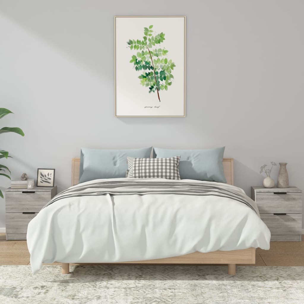 Yöpöydät 2 kpl harmaa Sonoma tekninen puu - Sisustajankoti.fi