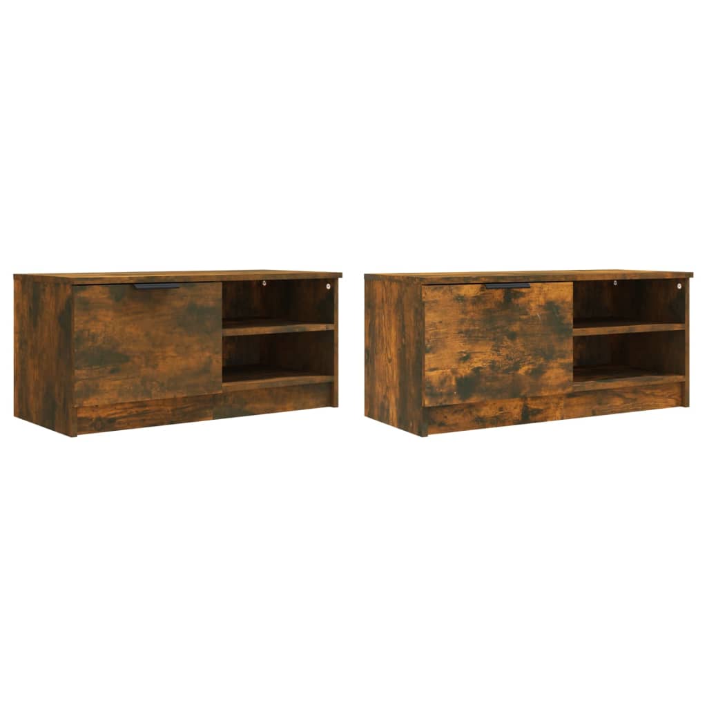 Yöpöydät 2 kpl savutammi 80x35x36,5 cm tekninen puu - Sisustajankoti.fi