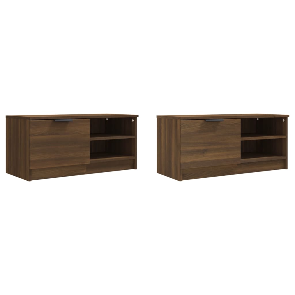 TV-tasot 2 kpl ruskea tammi 80x35x36,5 cm tekninen puu - Sisustajankoti.fi