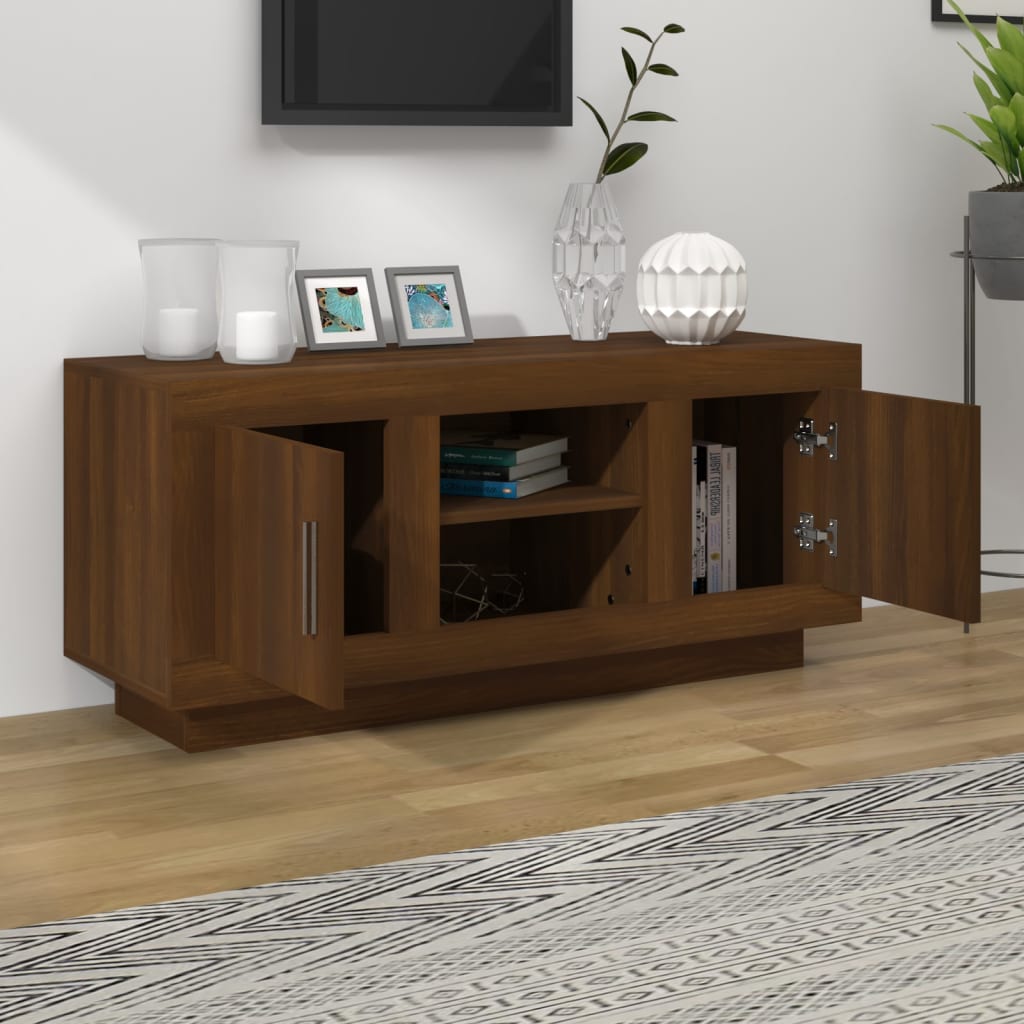 TV-taso ruskea tammi 102x35x45 cm tekninen puu - Sisustajankoti.fi